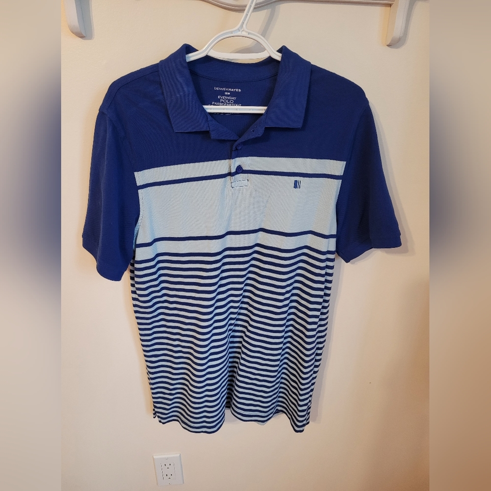 💚 NWTs Men's Blue DenverHayes Everyday Polo Modern Fit Size Medium